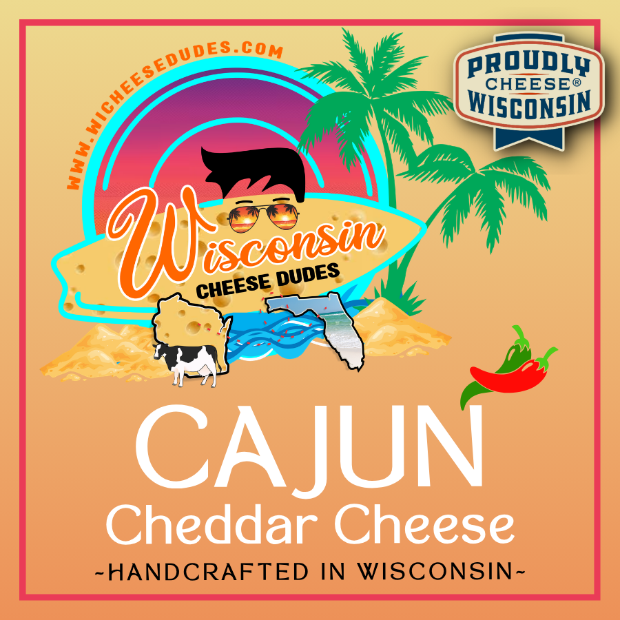 Wisconsin Cheese Dudes, Cajun Cheddar Cheese - 8oz.